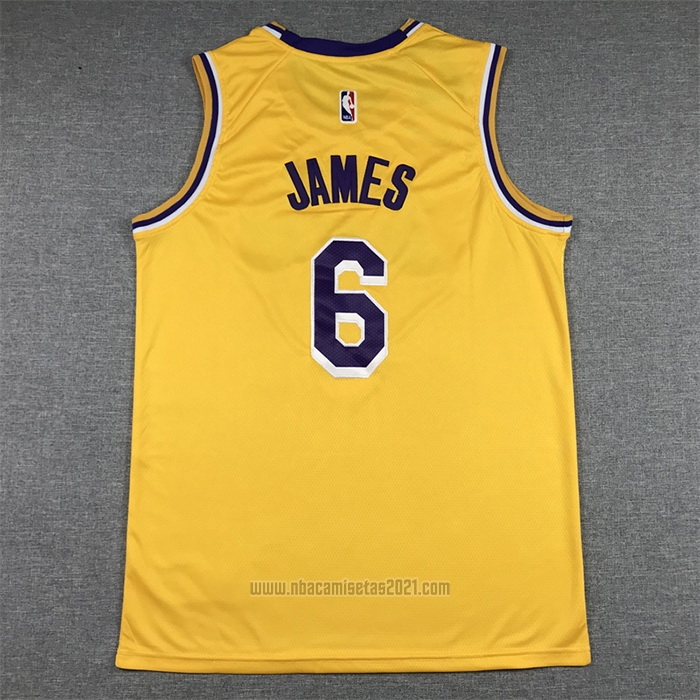 Camiseta Los Angeles Lakers LeBron James #6 Icon 2022-23 Amarillo